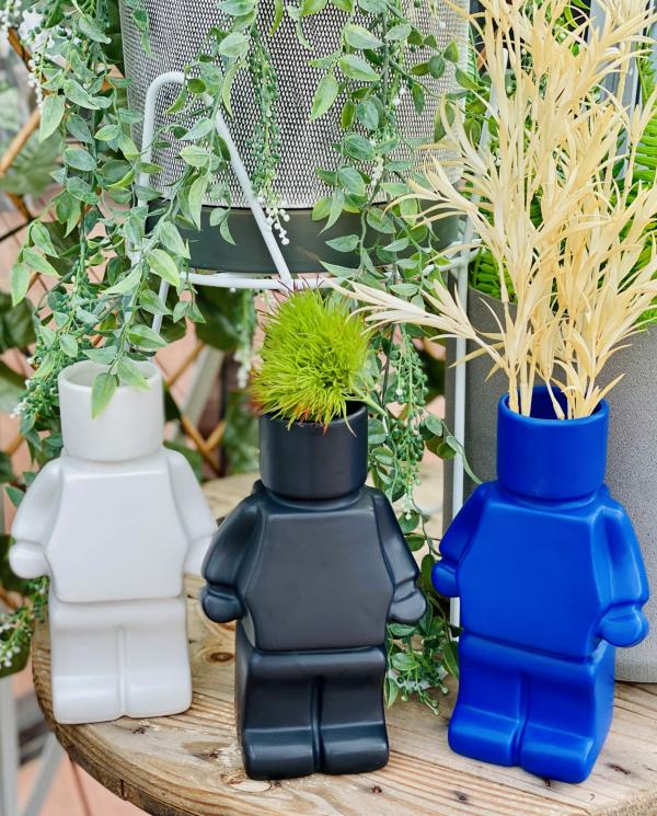 Block Man Planter  |   Ceramic Pots & Planters Ceramic Pots & Planters Black