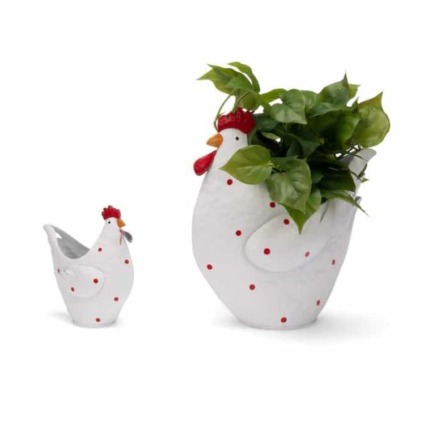 Chicken Planter Pair White  |   Rustic Pots & Planters Pots & Planters Rustic Pots & Planters