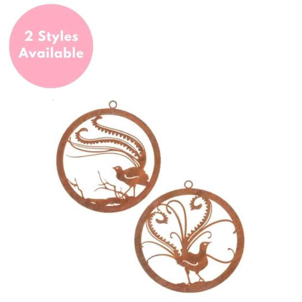 Corten Ring – Lyrebird  |   Rusted Hanging Ornaments & Indoors Rusted Hanging