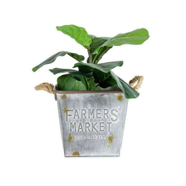 Farmers Market Galvanised/Zinc Square Buckets  |   Zinc Garden Decorations Garden Decor Zinc Garden Decorations