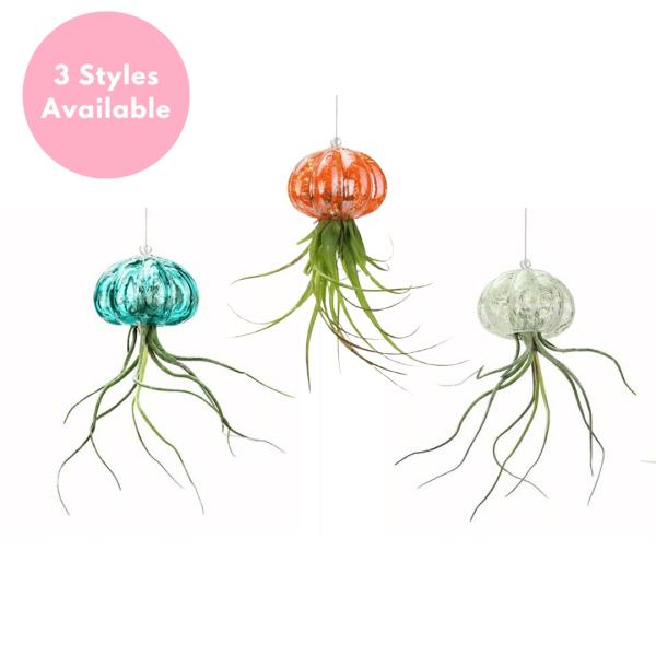 Glass Hanging Sea Urchin  |   Hanging Pots & Planters Hanging Pots & Planters Coral Orange