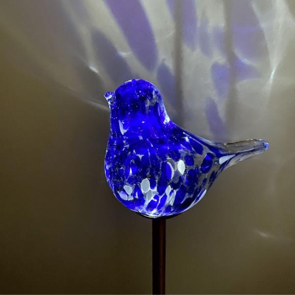 Glass Solar Bird Stake  |   Decorative Garden Stakes Decorative Garden Stakes Blue