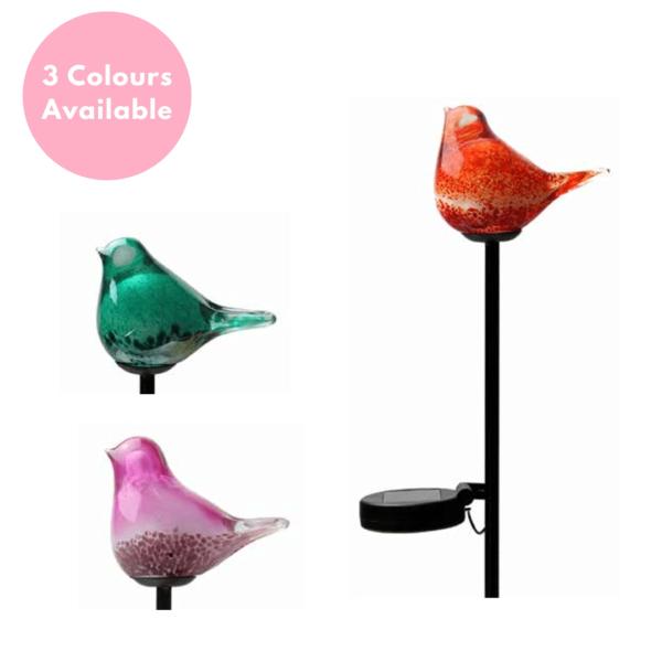 Glass Solar Bird Stake – New Colours  |   Decorative Garden Stakes Decorative Garden Stakes Carnation Pink