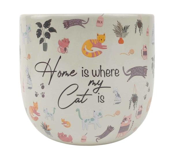 Home Is Where My Cat Is – Planter 16Cm  |   Dog & Cat Pots Ceramic Pots & Planters Ceramic Pots & Planters