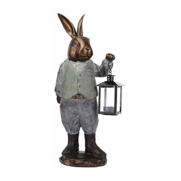 Mr Rabbit With Lantern  |   Garden Animal Figurines Figurines Garden Animal Figurines