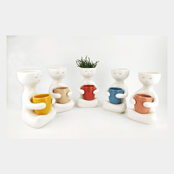 Person Holding Pot  |   Quirky Pots & Planters Ceramic Pots & Planters Beige