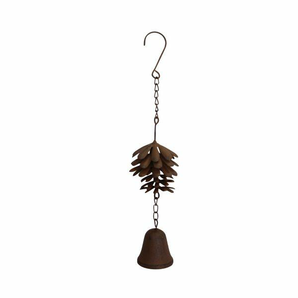 Pine Cone Rustic Metal Hanging Bell  |   Rusted Hanging Ornaments & Indoors Rusted Hanging