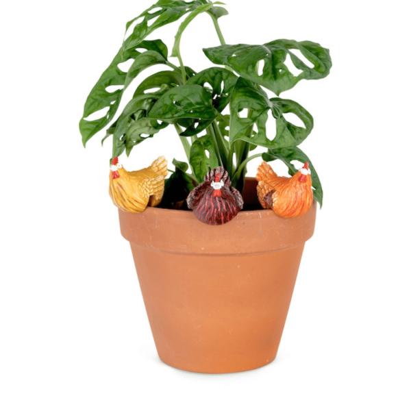 Pot Sitter – Chicken (Small Coloured)  |   Pot Sitters Ornaments & Indoors Brown