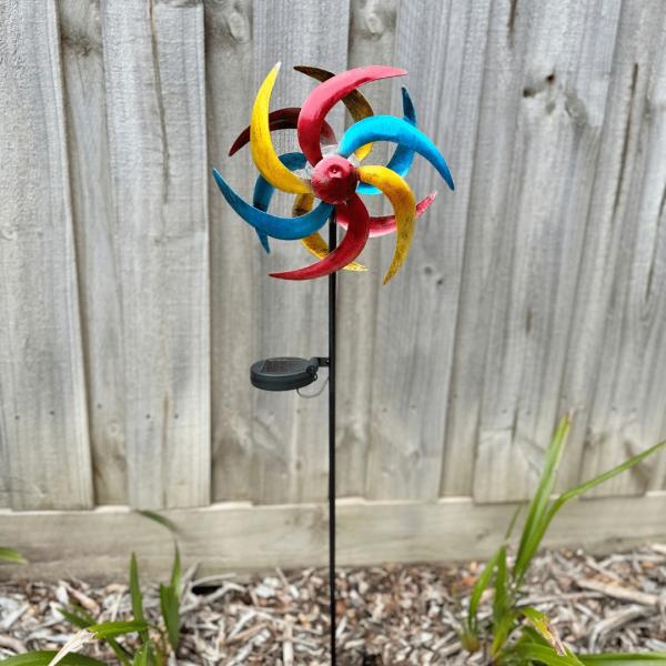 Rainbow Solar Light Spinner  |   Wind Chimes Colourful Garden Windmills Colourful Garden Windmills