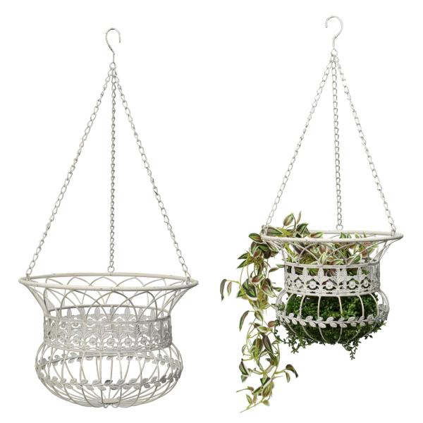 Set/2 Nested Antique White Hanging Baskets  |   Hanging Pots & Planters Hanging Pots & Planters Hanging Pots & Planters