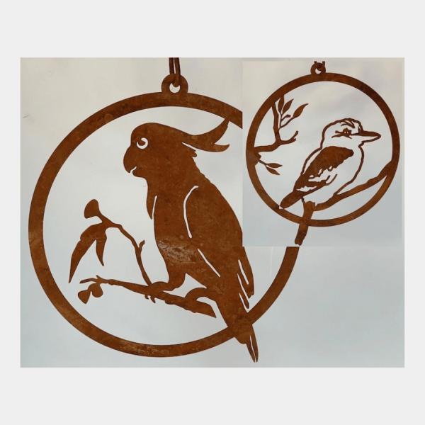 Single Ring Birds Kookaburra/Cockatoo  |   Rusted Hanging Bird Garden Ornaments Bird Garden Ornaments