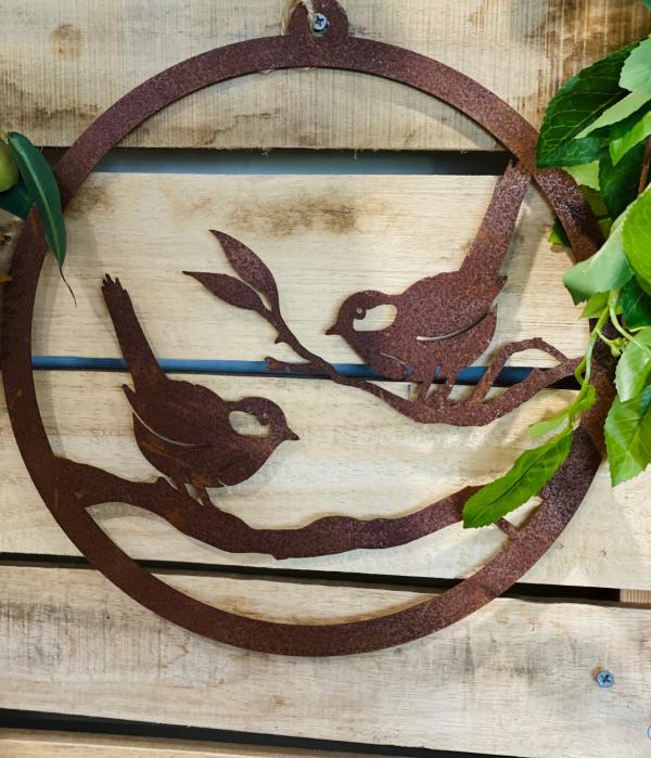 Single Ring Wren/Round Bird  |   Rusted Hanging Bird Garden Ornaments Bird Garden Ornaments