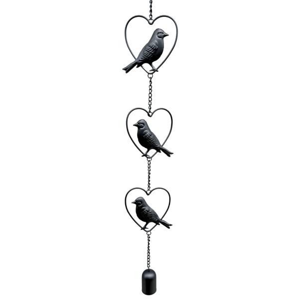 Triple Heart Bird Chime  |   Rusted Hanging Bird Garden Ornaments Bird Garden Ornaments