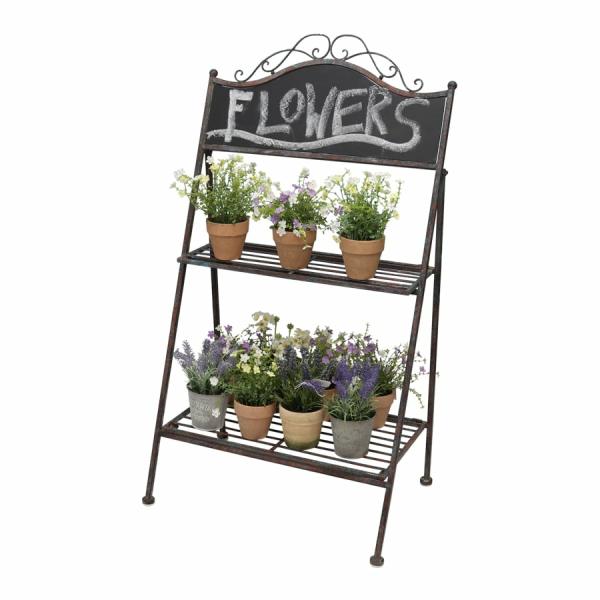 Two-Shelf Garden Plant Stand With Chalkboard  |   Plant Stands Garden Decor Plant Stands