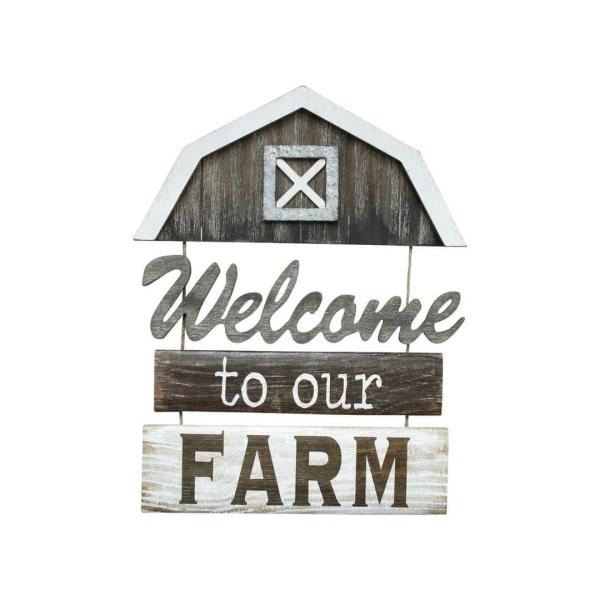 Welcome To Our Farm Hanging Sign  |   Indoor Wall Art Garden Art Indoor Wall Art