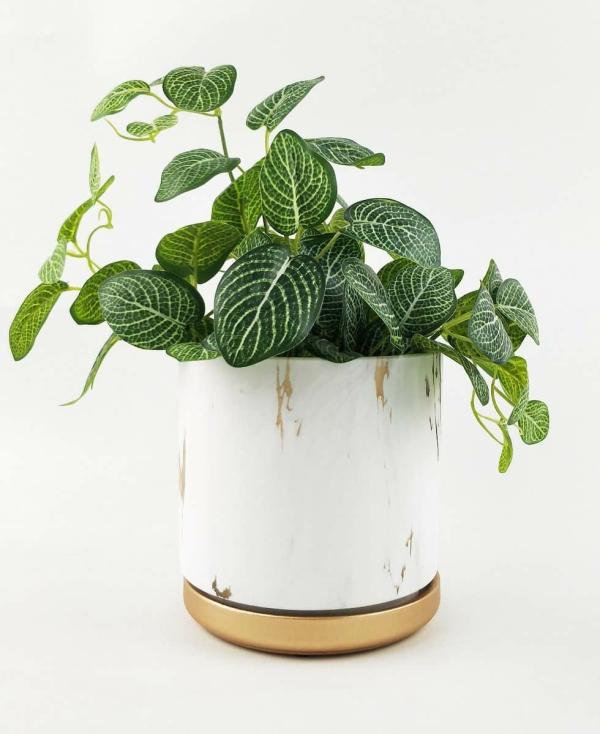 White & Gold Marble Planter  |   Ceramic Homeware Ceramic Homeware Ceramic Homeware