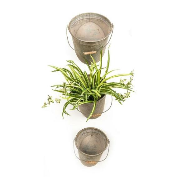 Zinc Wall Pots Set/3  |   Zinc Garden Decorations Garden Decor Zinc Garden Decorations