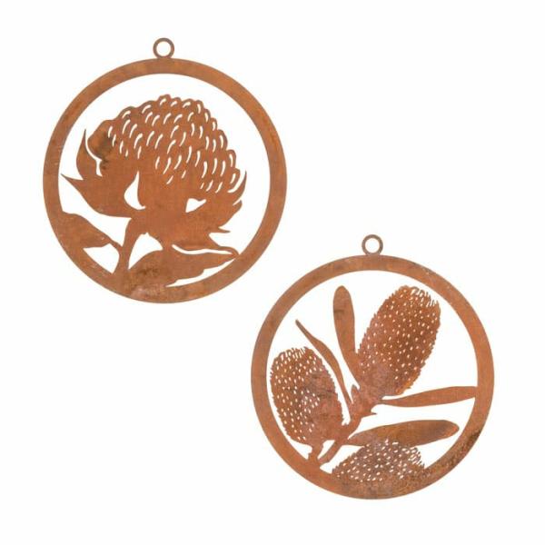 Corten Ring – Native Flowers  |   Rusted Hanging Ornaments & Indoors Rusted Hanging